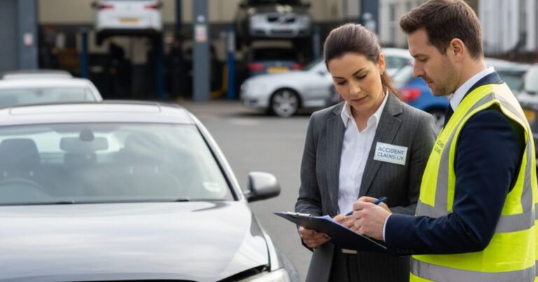 UK driver receiving help from accident management company after car accident