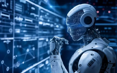 Illustration showing the concept of Autonomous AI transforming business processes with AI Dust solutions.